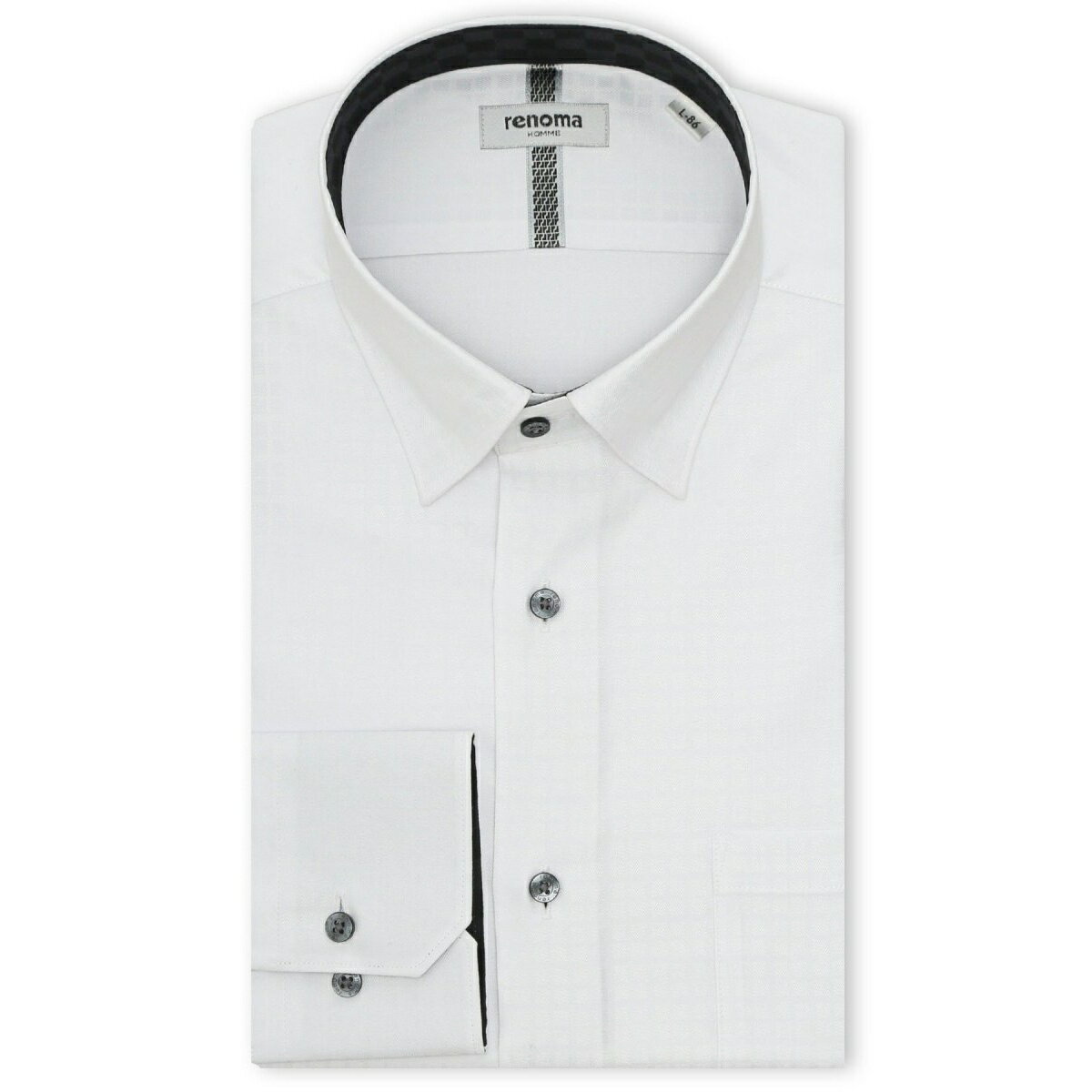 【モード イージーアイロン】レノマオム スナップダウン ビジネスドレス長袖シャツ／タカキュー（TAKA-Q）