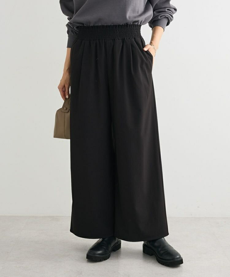 あったか裏起毛フレアワイドパンツ／グリーンパークス（Green Parks）