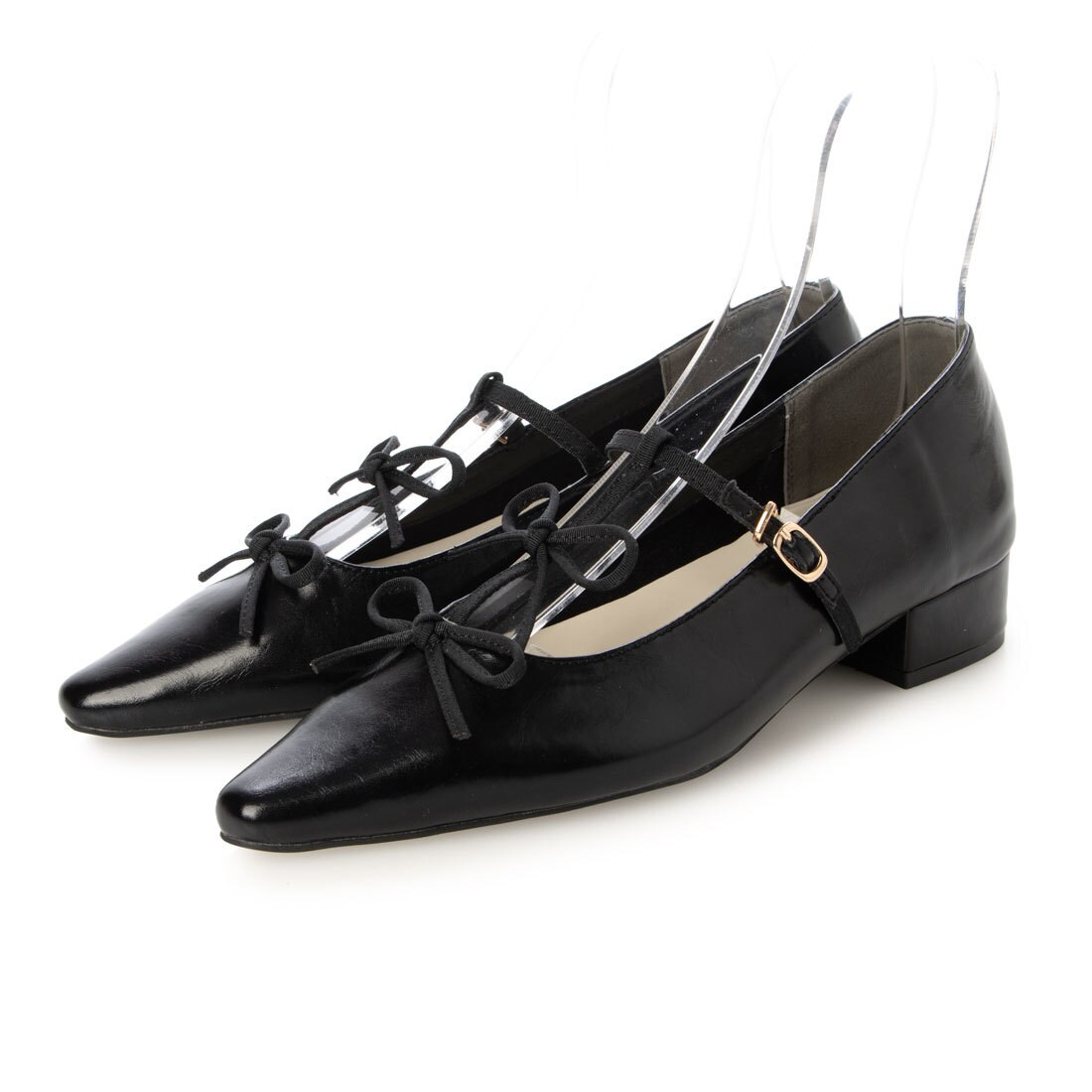 【26春夏新作】 【ふかふか・クッション入り】ダブルリボンTストラップパンプス JA4015／EVOL（EVOL）