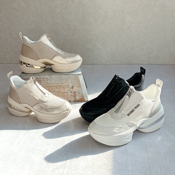 【26春夏新作】上品スニーカー サッと履ける フロントジッパー厚底スニーカー／ヌーベルヴォーグ リラックス（NOUBEL VOUG Relax）