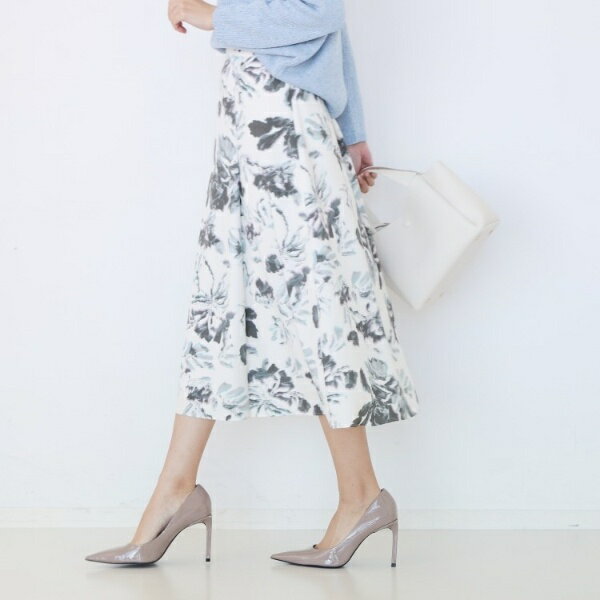 【手洗い可／日本製／ウエスト後ろゴム】フラワー柄フレアスカート／クード シャンス（COUP DE CHANCE）