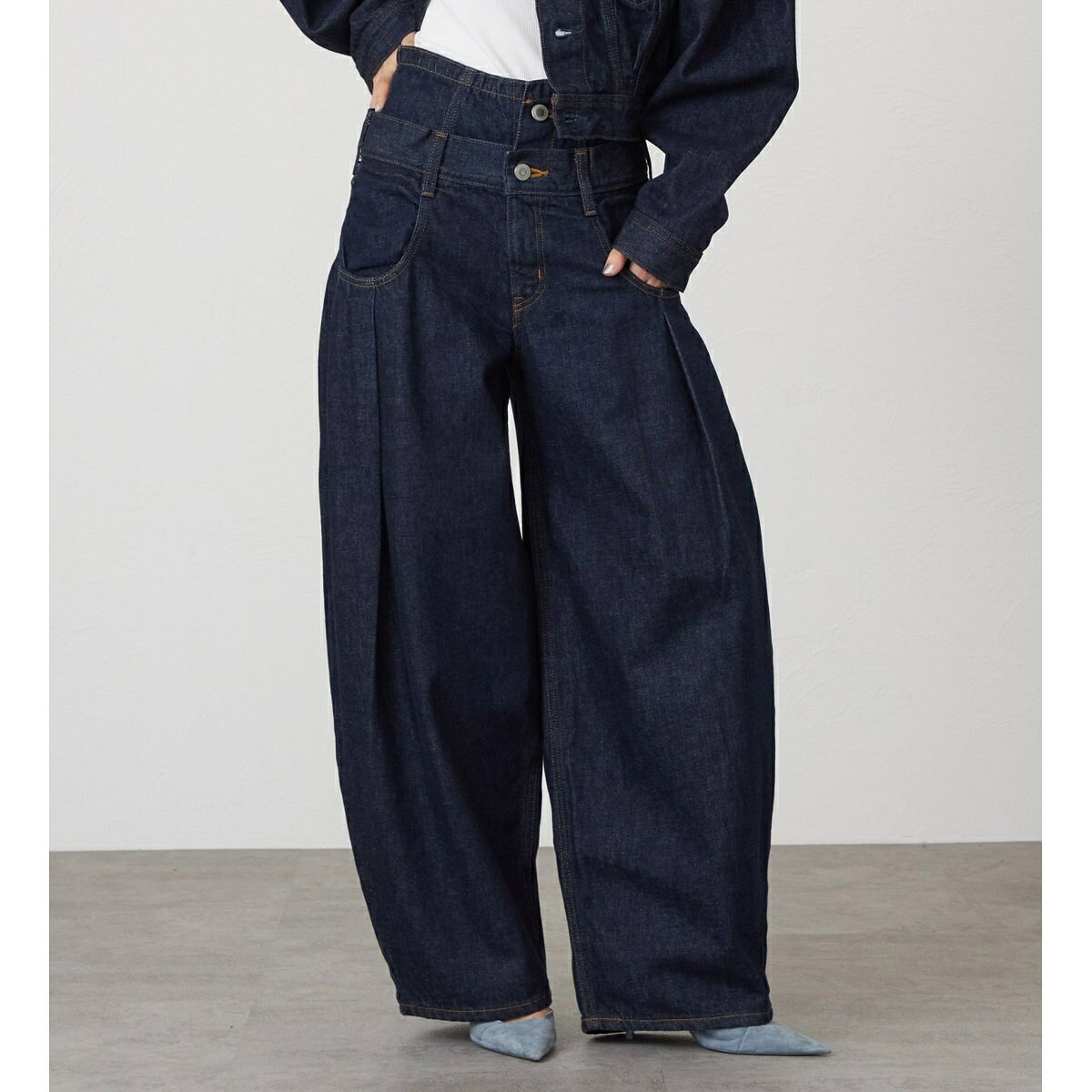 atelier SOMETHING DOUBLE BELT WIDE PANTS/ダブルベルトワイド／サムシング（SOMETHING）