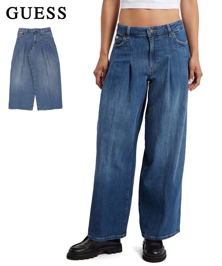 GUESS JEANS G12 Pleated Extra Wide Leg / インディゴブルー ／ゲス（GUESS）