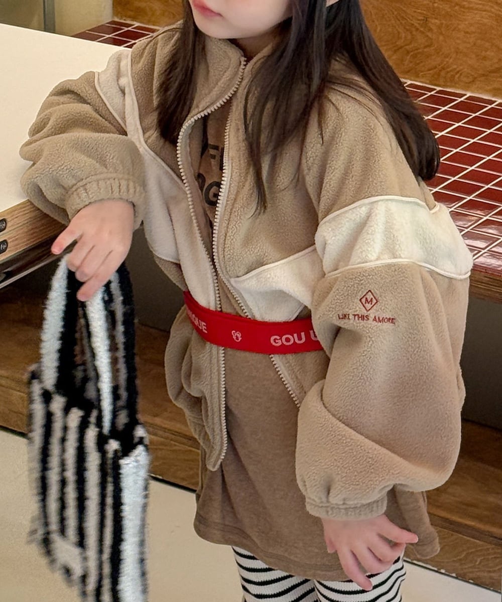 【aimoha-KIDS-】キッズ　ボアジップアップブルゾン／アイモハ（aimoha）