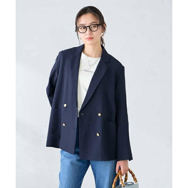 【接触冷感/UVカット】リネンライクダブルブレストジャケット【セットア...(4.0)
