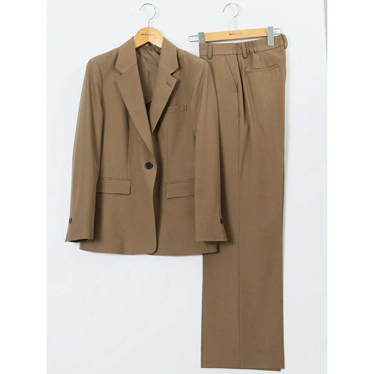 ウーリッシュ リラクシング 1ボタンジャケット＋セミワイドパンツ キャメル／m.f.エディトリアル（m.f.editorial）