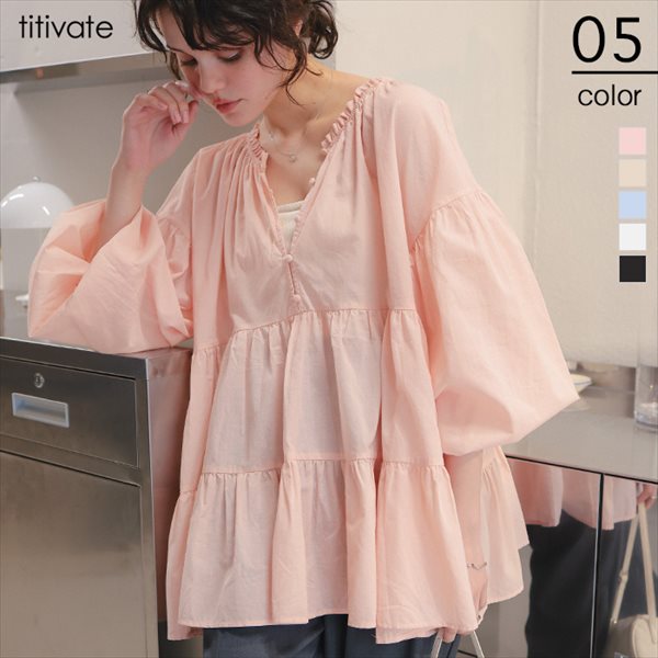 コットンボイルティアードチュニック/トップス／ティティベイト（titivate）...