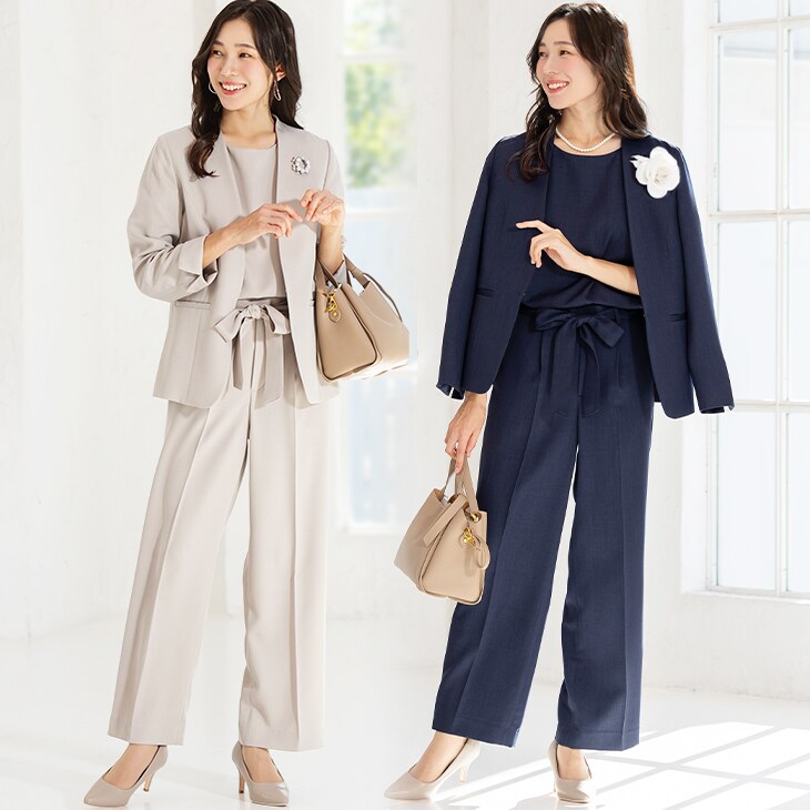 【洗える / 3点セット】 セレモニースーツ セットアップ ブラウス S～4L／アッドルージュ（Addrouge）