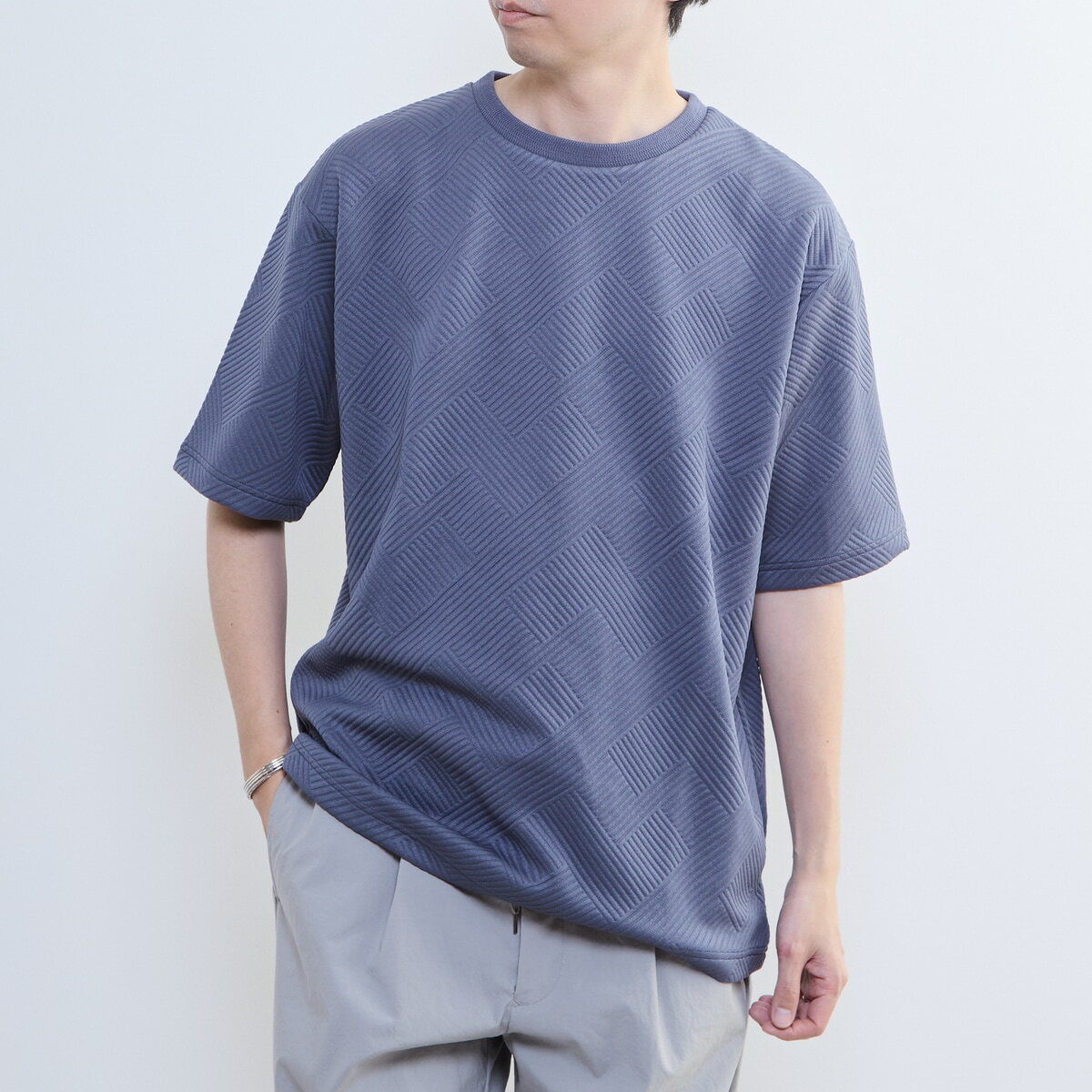 ブリスタージャガードクルーネックTシャツ／メンズメルローズ（MEN'S MELROSE）