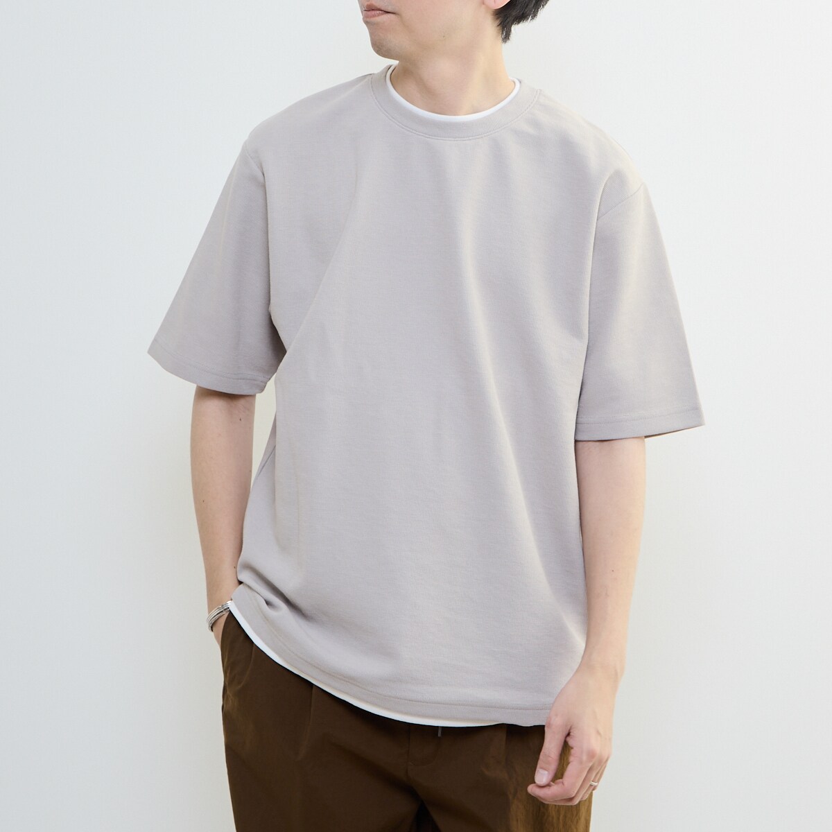Wフェイスカノコ フェイクレイヤードTシャツ／メンズメルローズ（MEN'S MELROSE）