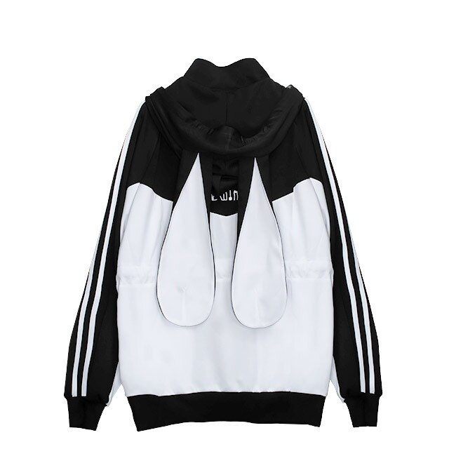 LISTEN FLAVOR　ミライから来た うさ耳ジャージパーカー【WHITE×BLACK】／LISTEN FLAVOR（LISTEN FLAVOR）
