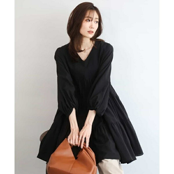 [洗える]Vネックコットンシフォンチュニックブラウス／MK ミッシェルクラン（MK MICHEL KLEIN ）