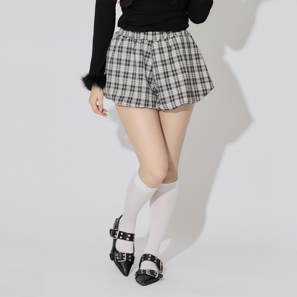 チェック柄バルーンミニスカート／アリュリングチャーム（ALLuRing ChaRm）