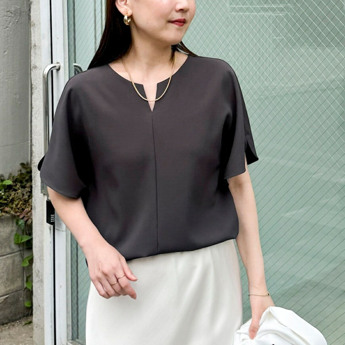 《セットアップ対応》NEW morisachiウォッシャブルツイルケープ風ブラウス／ノーリーズソフィー（NOLLEY’S sophi）