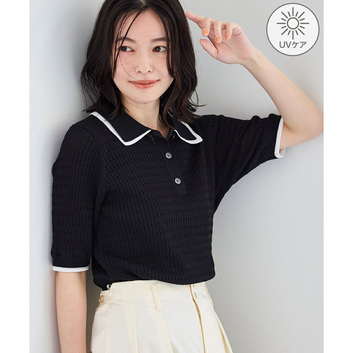 【ちゃんと+かわいい保証】シャーベットニットミニケーブルポロカラーニット/UVケア／ロペピクニック（ROPE' PICNIC） 0101marui-13185993 丸井(マルイ)楽天市場店 サンプル画像2