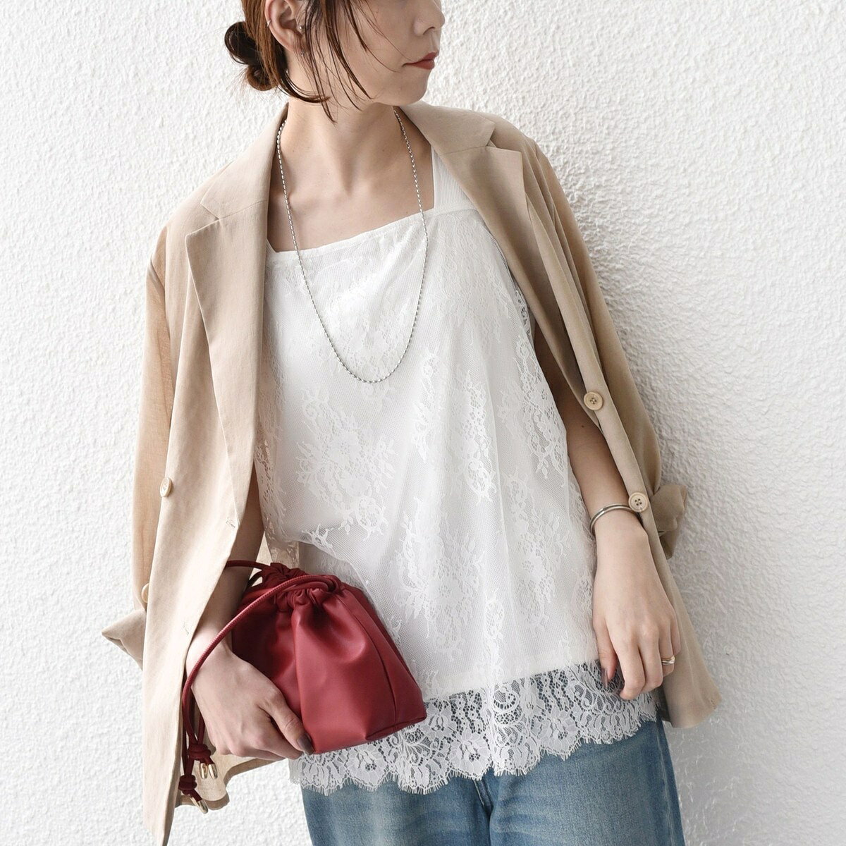 SHIPS Colors:〈手洗い可能〉オーバー レース タンクトップ◇／シップス カラーズ（SHIPS Colors）