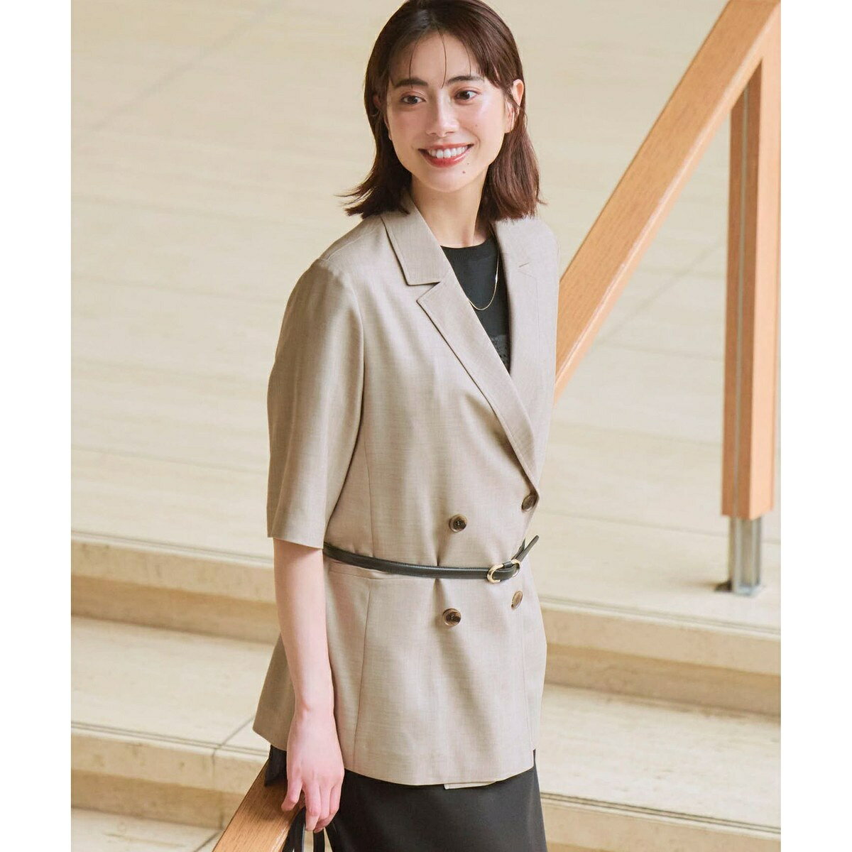 【Oggi掲載】リネンライクグロッシー ハーフスリーブ ダブル ジャケット／23区（23KU） 0101marui-13187758 丸井(マルイ)楽天市場店 サンプル画像3