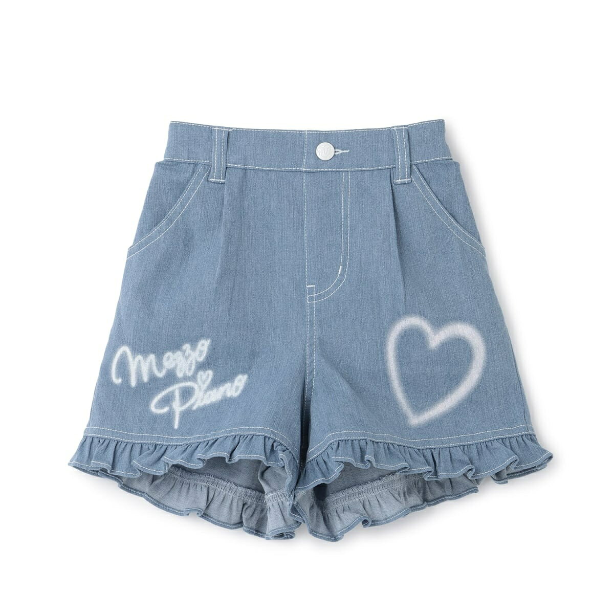 【人気商品再入荷】【直営店で取り扱い無し】ハートペイントデニム　ショートパンツ／メゾピアノ（mezzo piano）