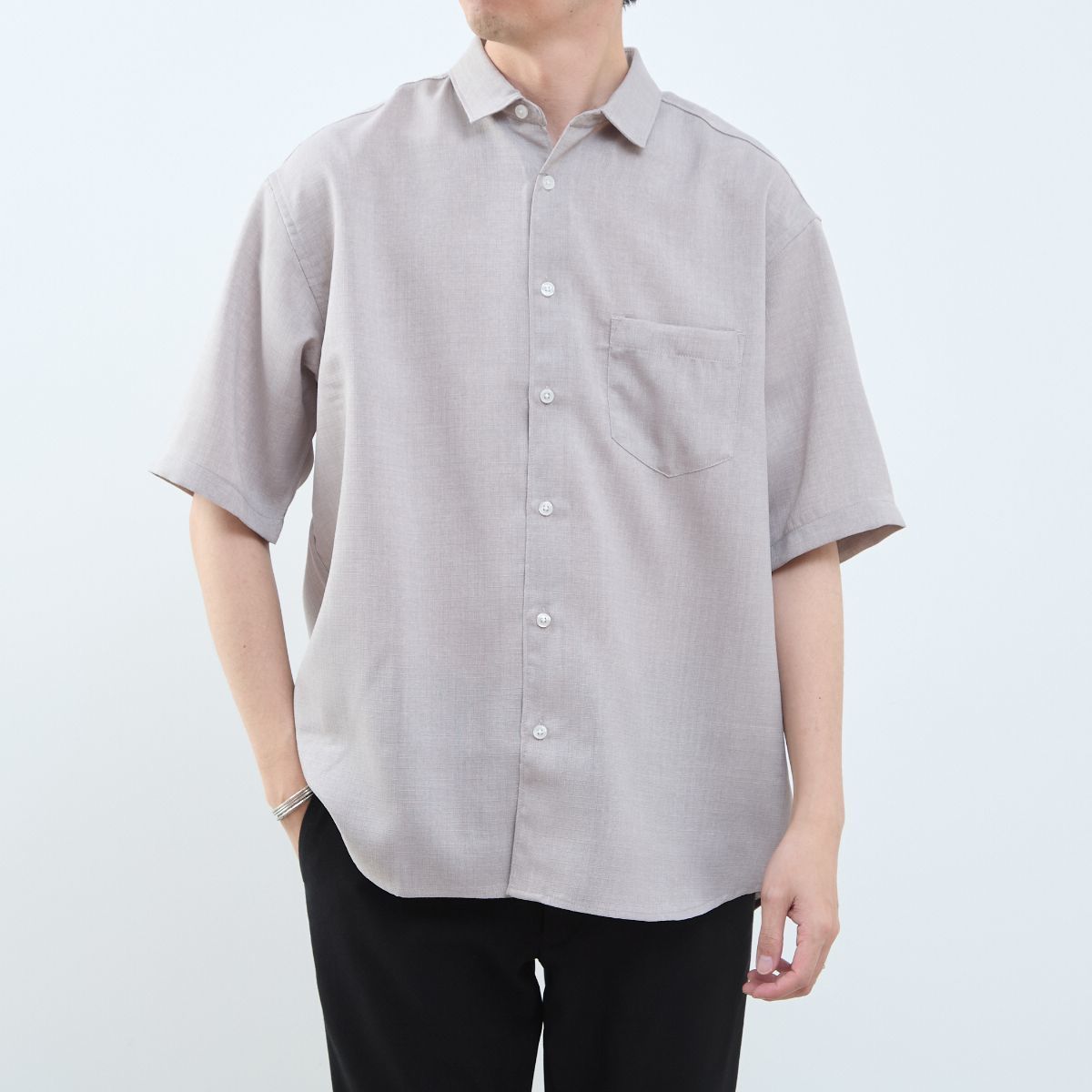 リネンライクキャンバス 半袖シャツ／メンズメルローズ（MEN'S MELROSE）