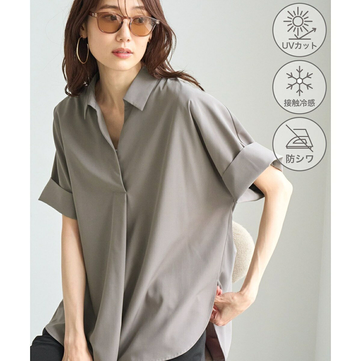 スキッパーシャツブラウス/UVカット・接触冷感・防シワ／ロペピクニック（ROPE' PICNIC） 0101marui-13220248 丸井(マルイ)楽天市場店 サンプル画像2