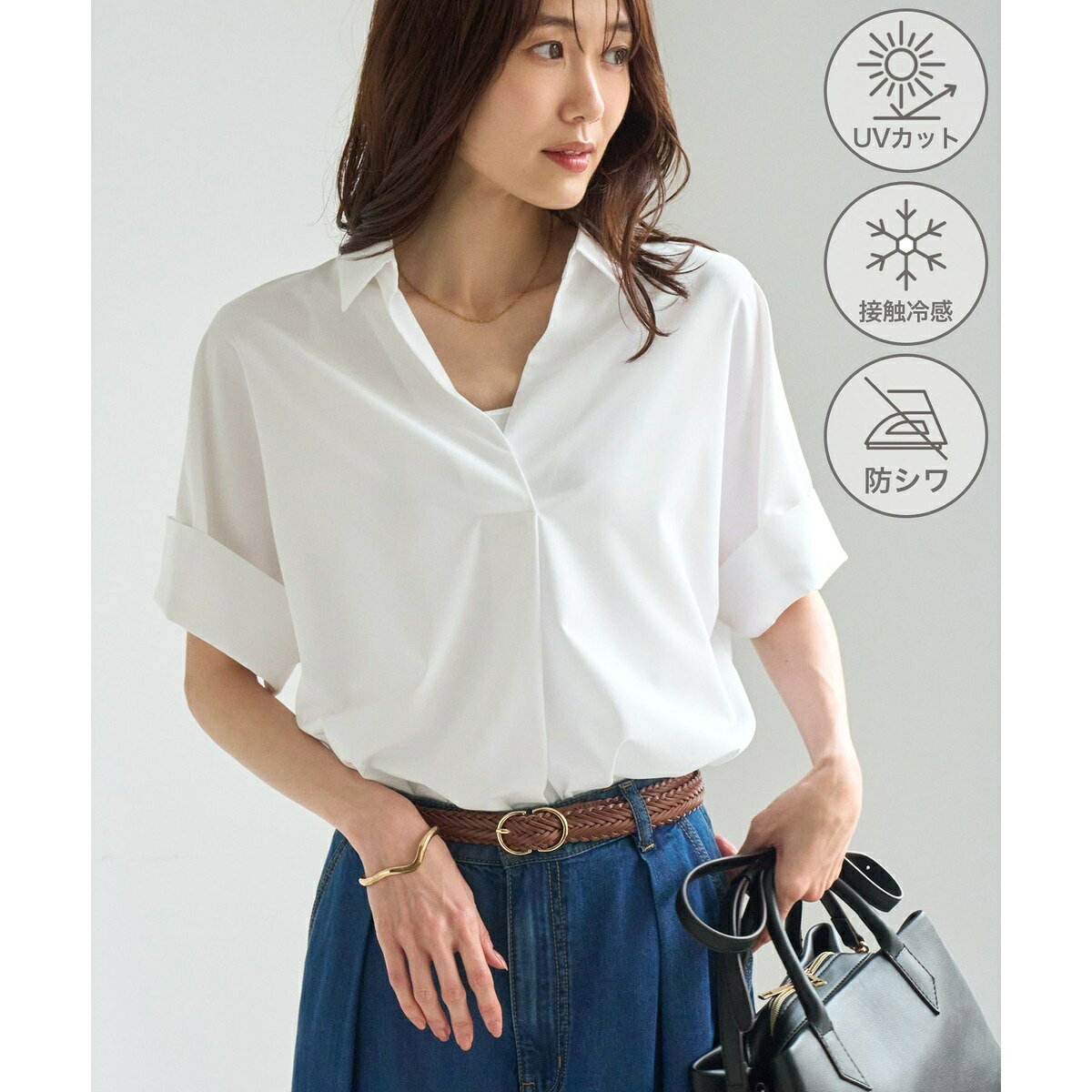 スキッパーシャツブラウス/UVカット・接触冷感・防シワ／ロペピクニック（ROPE' PICNIC） 0101marui-13220248 丸井(マルイ)楽天市場店 サンプル画像3