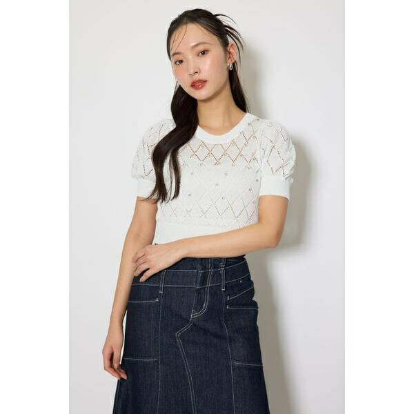 【AKB48 伊藤百花さん着用アイテム】ビジュー付きバックリボンニットトッ ／リエンダ（rienda）