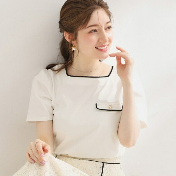【接触冷感・UVカット・洗える】マリンコードTシャツ／クチュールブローチ（Couture Brooch）