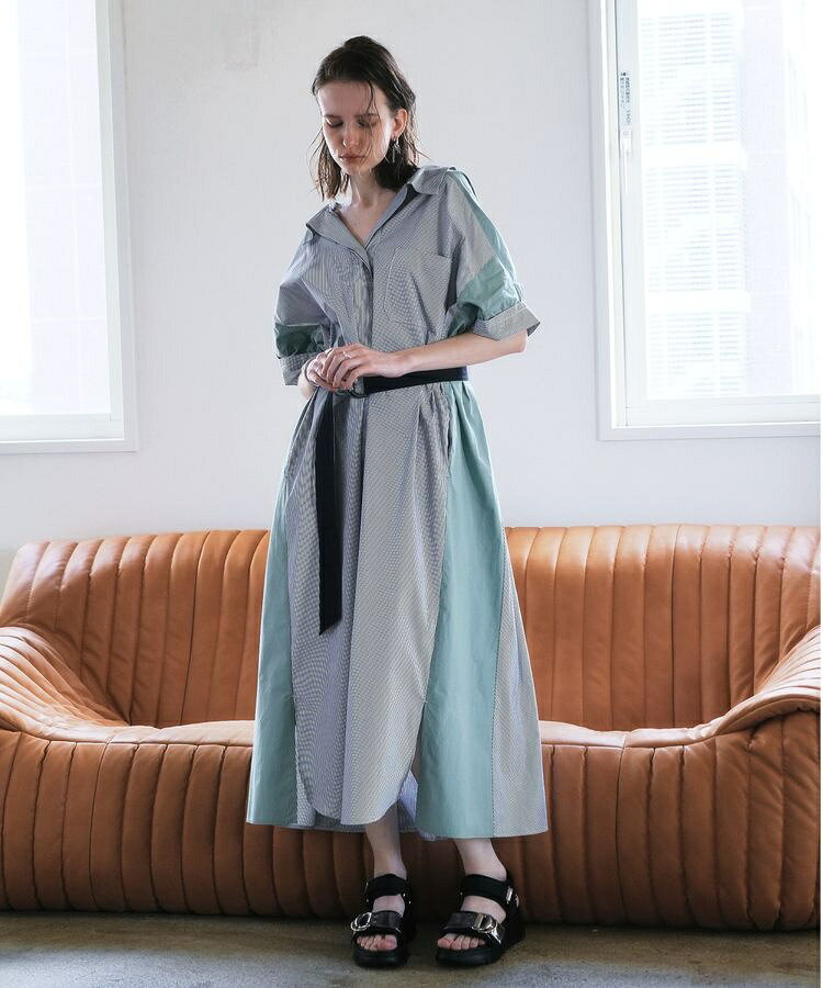 ベルト付きスキッパーシャツワンピース／イェッカ ヴェッカ（YECCA VECCA）