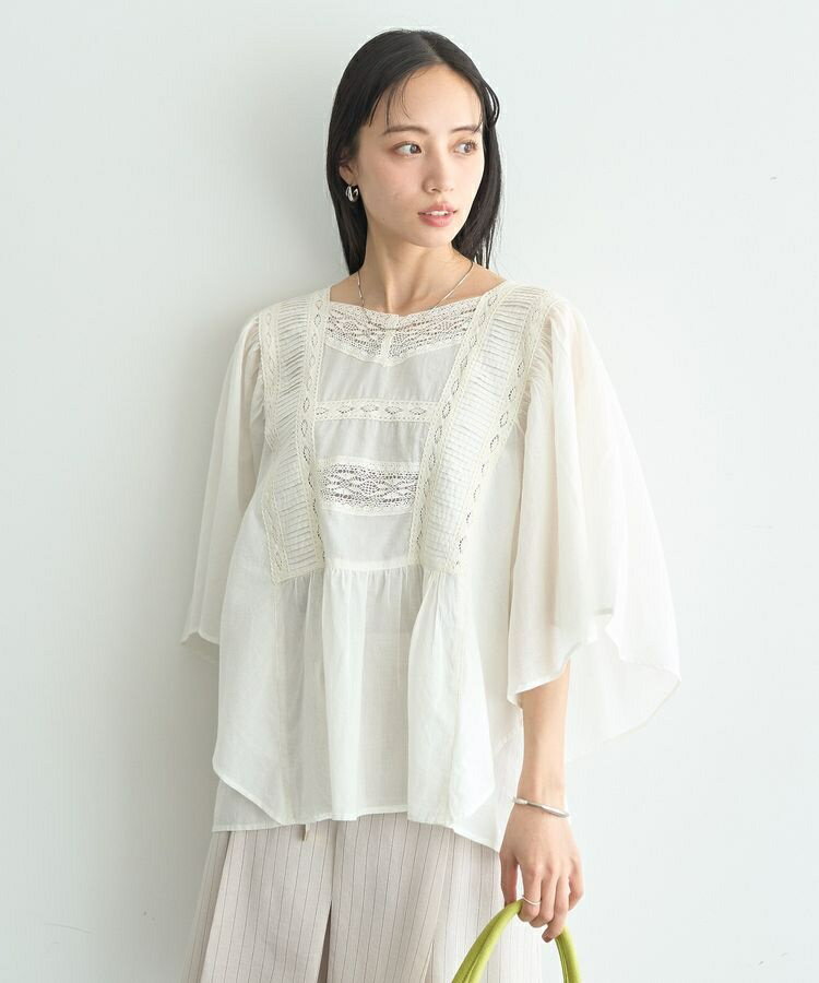 【WEB・一部店舗限定】レース＆ピンタックポンチョ／アースミュージック＆エコロジー（earth music＆ecology）