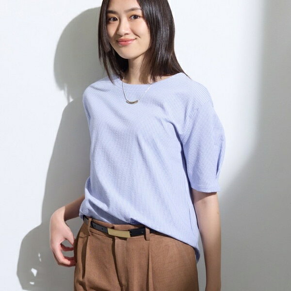 【洗える／凹凸素材】デザインTシャツ／インディヴィ（INDIVI）