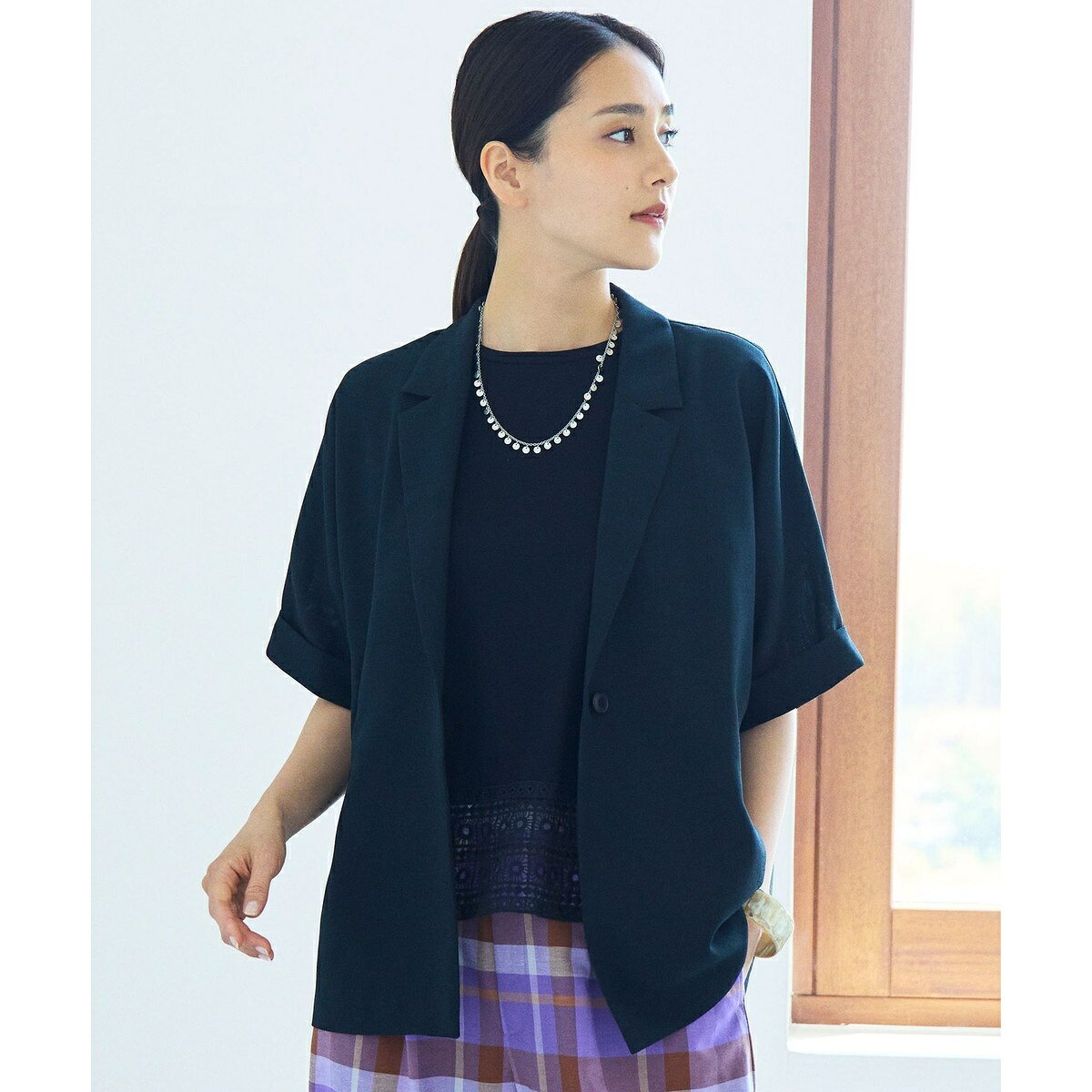 【カタログ掲載・人気素材・NEWアイテム】ラスティックメッシュハーフスリーブ ジャケット／自由区（JIYU-KU） 0101marui-13212920 丸井(マルイ)楽天市場店 サンプル画像3