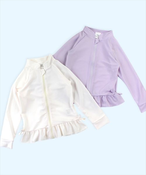 [型番:13343115]【UV加工】SKAPE(エスケープ）は女の子の好き！を集めたキュートなデザイン。裾のフリルがかわいい、紫外線、熱中症対策もばっちりのラッシュガード！サイズはベビーサイズからトドラーサイズまで取り揃えています。■カラー：パープル、ホワイト※(　)で表記されている数字はヌードサイズです。ヌードサイズとは衣服を身につけない身体のサイズです。お客様ご自身の身体サイズと比較してお選びください。 ■素材： ポリエステル 85％　ポリウレタン 15％ ■お手入： &nbsp;&nbsp;>>商品のお取り扱い方法 ■原産国： 中国製スソフリルラッシュガード／シ・シュ・ノン（Si Shu Non）パープルホワイト画面上と実物では、多少色具合が異なって見える場合がございます。