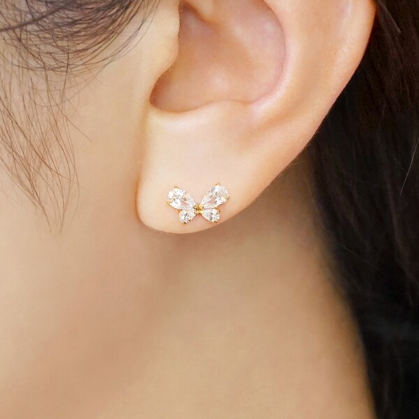 丸井(マルイ)楽天市場店の【Lively】K10 バタフライ ワンポイントピアス( YG)／テイクアップ ピュア（TAKE-UP pure）｜アングル3