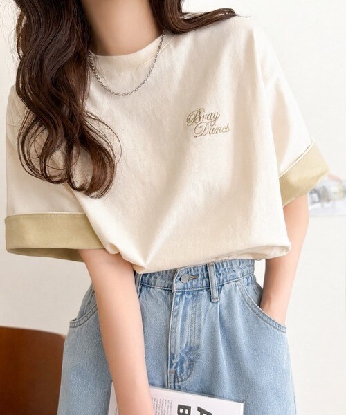 《JaVaジャバコラボ》綿100％ 胸刺繍入り 袖配色切り替え Tシャツ（半袖）／クラシカルエルフ（Classical Elf）