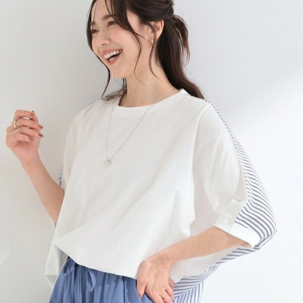 【ひんやり体型カバー洗濯機可】二の腕隠れる 前後切替ドルマンTシャツ／シューラルー（SHOOLARUE）