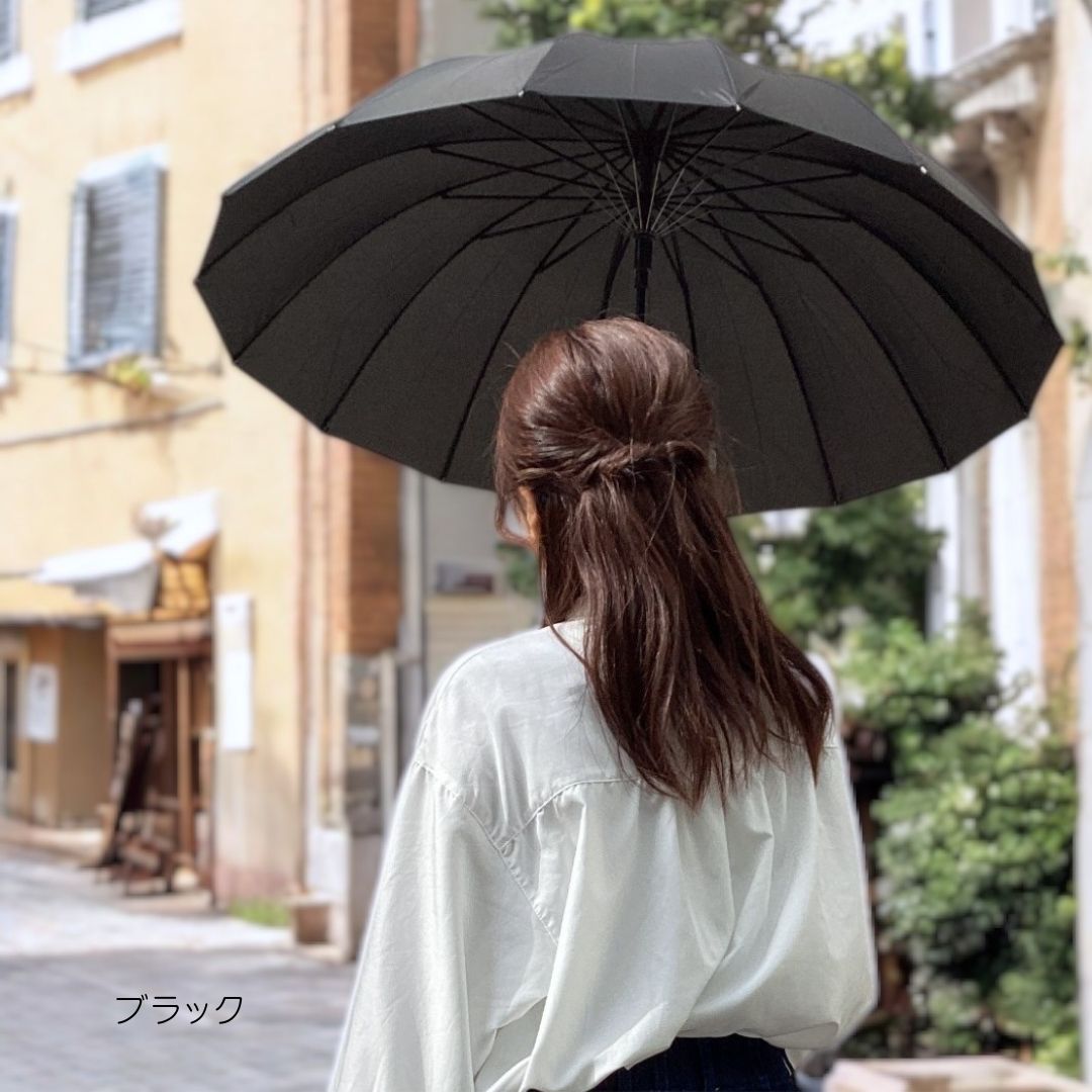  レディース 長傘 58cm 16本骨 耐風 ジャンプ式／藤田屋（fujitaya）
