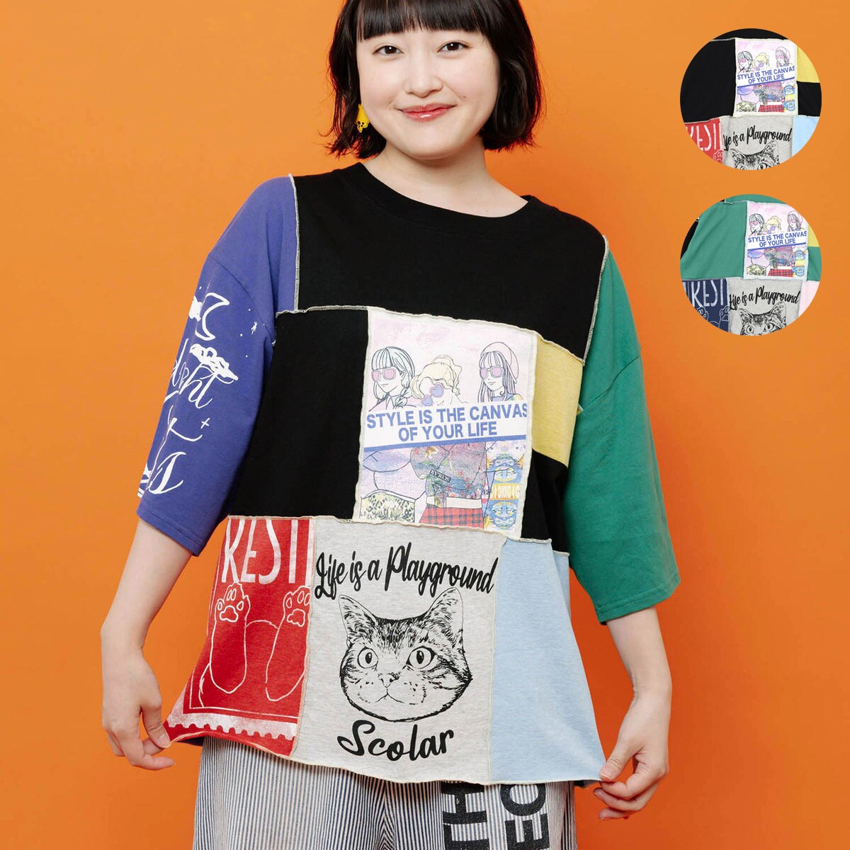 楽天市場】パッチワーク 生地（Tシャツ・カットソー｜トップス