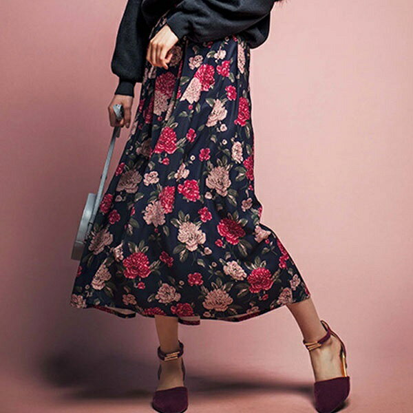 花柄ミモレ丈スカート／ジーラ バイ リュリュ（ファッション）（GeeRA by RyuRyu）のサムネイル