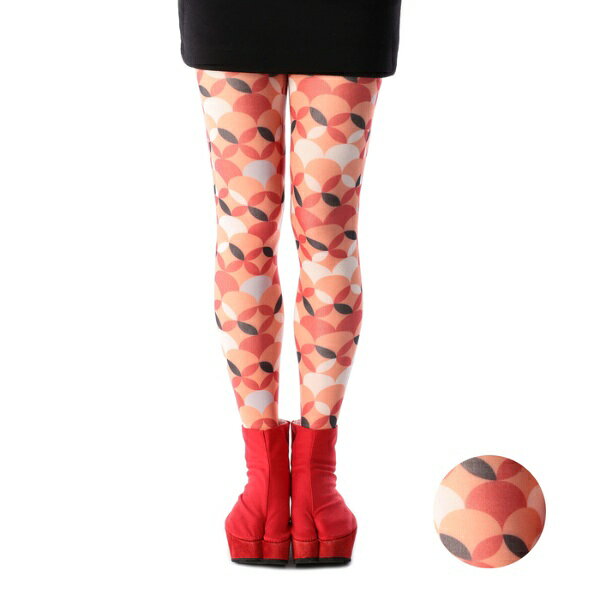 足袋型 柄タイツ 丸花柄／福助（FUKUSKE）「不良品のみ返品を承ります」のサムネイル