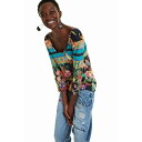 フラワー柄Tシャツ(七分袖)/デシグアル(Desigual)...