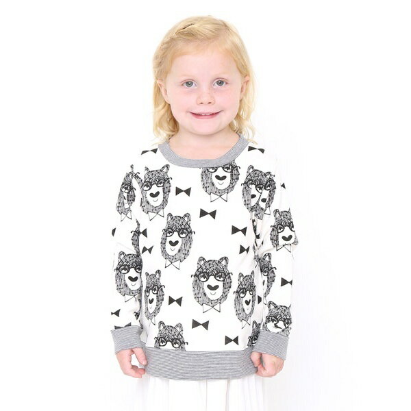 【キッズ】ロングスリーブスウェット/ボウタイベア(アンドレアローレン)／グラニフ（graniph）のサムネイル