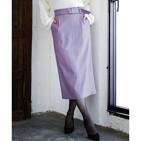 【洗濯機で洗える】ベルト付きナロースカート／MK ミッシェルクラン（MK MICHEL KLEIN）のサムネイル