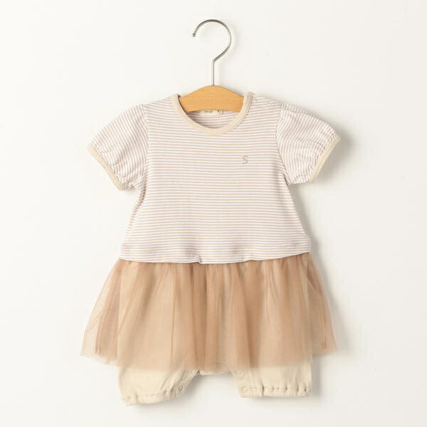 SHIPS　KIDS：チュール　ボーダー　ロンパース／シップス　キッズ（SHIPS KIDS）