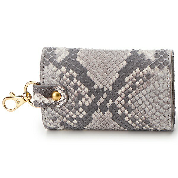 【日本製】ダイヤモンドパイソン×牛革スマートキーケース／ペルケ