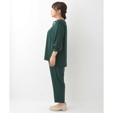 【大きいサイズ】【セットアップ】ジョーゼットブラウス×テーパードパンツ/エウルキューブ(eur3)