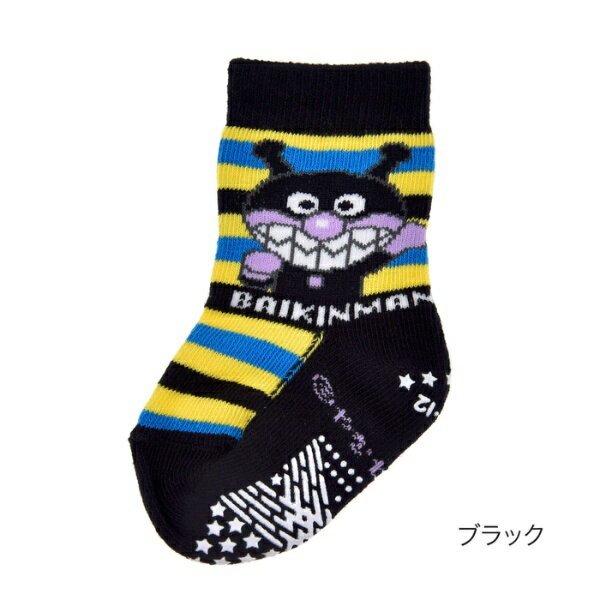 ベビー アンパンマン ボーダー クルー丈ソックス／福助（FUKUSKE）のサムネイル