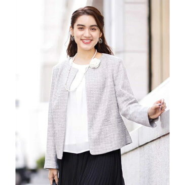 【大きいサイズ】【B−move】動きやすいツィードノーカラージャケット/エウルキューブ(eur3)