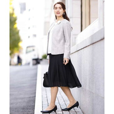 【大きいサイズ】【B−move】動きやすいツィードノーカラージャケット/エウルキューブ(eur3)