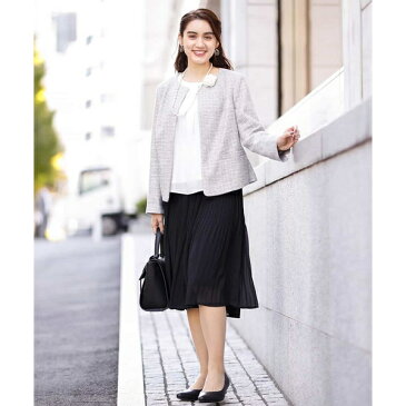 【大きいサイズ】【B−move】動きやすいツィードノーカラージャケット/エウルキューブ(eur3)