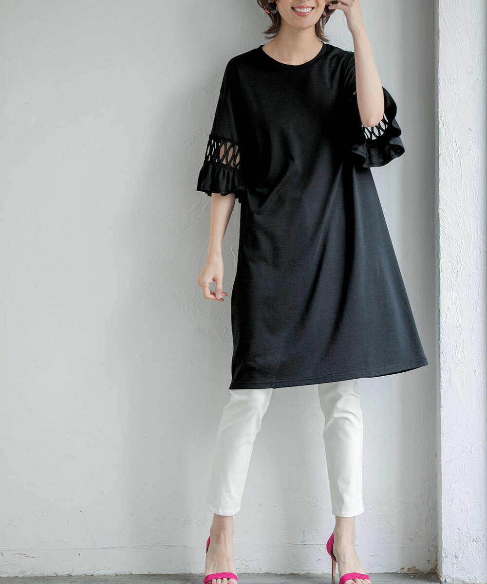 袖レース切替チュニックワンピース／ラナン（Ranan）